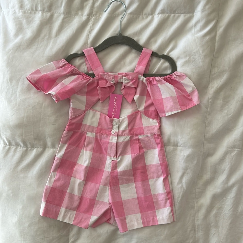 Janie and Jack Pink/White Gingham Romper